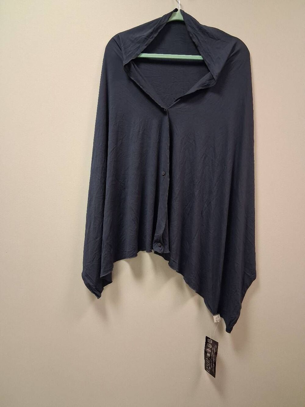 Womens small Kristine poncho blue viscose spandex soft texture sweater